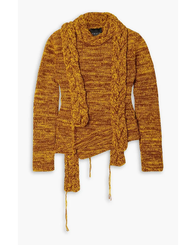 A.W.A.K.E. Asymmetric draped merino wool-blend sweater - Yellow Yellow