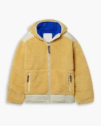 Tory Burch Hooded padded quilted shell-paneled fleece jacket - Yellow Yellow