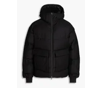 Quilted wool-blend twill hooded down jacket - Black