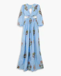 Hannah Rio cutout silk-habotai maxi dress - Blue Blue