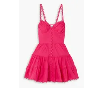 Angy scalloped tiered cotton-blend mini dress - Pink