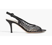 Mesh and leather slingback pumps - Black
