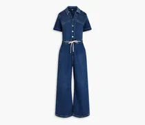 Carly belted faded denim jumpsuit - Blue