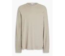 Cotton and linen-blend jersey T-shirt - Neutral