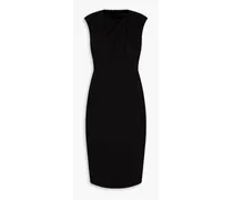 Pleated stretch-crepe dress - Black
