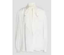 Frame Denim Femme pussy-bow silk-satin blouse - White White