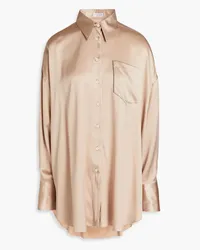 Brunello Cucinelli Bead-embellished stretch-silk satin shirt - Neutral Neutral