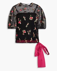 RED Valentino Embroidered point d'esprit blouse - Black Black