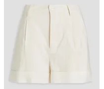 The Alba pleated linen-blend shorts - White
