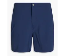 Calder 6E mid-length striped seersucker swim shorts - Blue