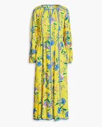 Diane von Furstenberg Scott cutout floral-print crepe midi dress - Yellow Yellow