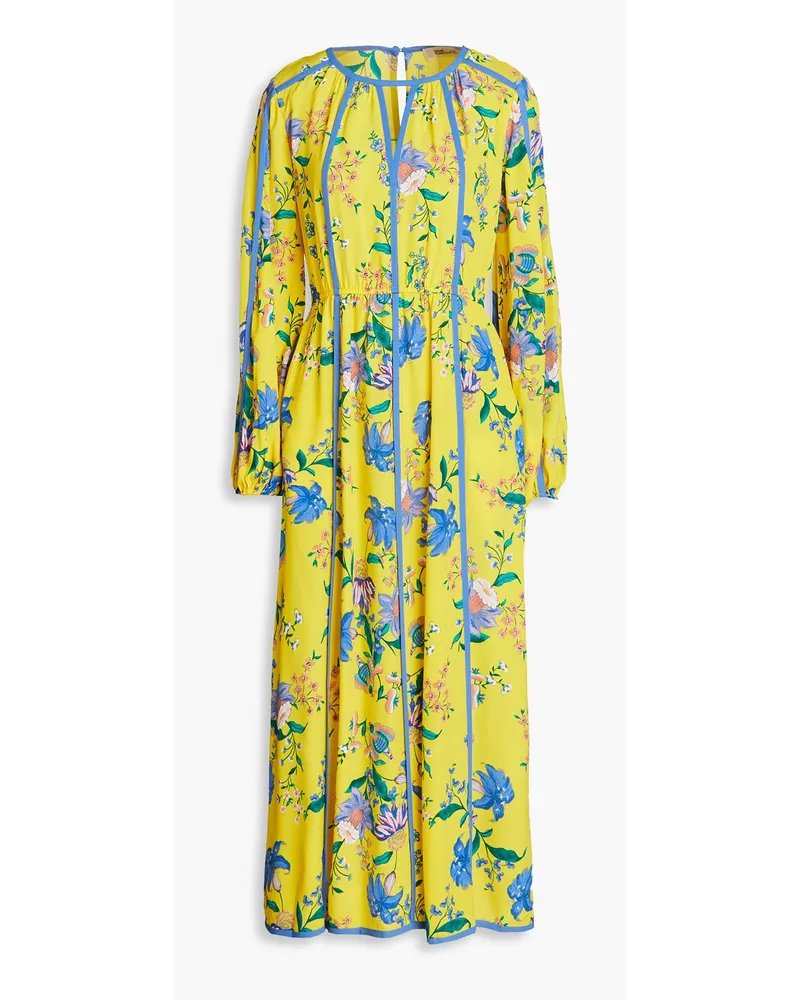 Diane von Furstenberg Scott cutout floral-print crepe midi dress - Yellow Yellow