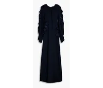Appliquéd silk-blend gown - Blue
