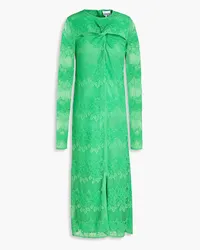 Ganni Cutout twisted corded lace midi dress - Green Green