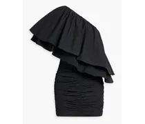 Taft one-shoulder ruffled taffeta mini dress - Black