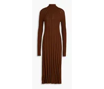 Ribbed-knit turtleneck midi dress - Brown