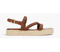 Braided leather espadrilles - Brown
