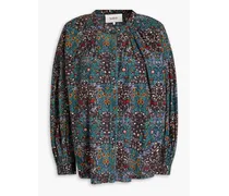Ulysse floral-print cotton-poplin blouse - Blue