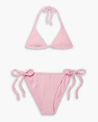 Lisa Marie Fernandez Pamela stretch-cotton terry halterneck triangle bikini - Pink Pink