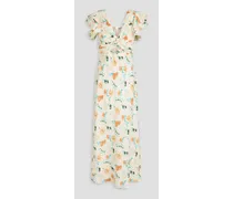 The Renata cutout floral-print linen-blend midi dress - White
