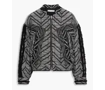 Blinder sequin-embellished metallic bouclé-tweed bomber jacket - Black