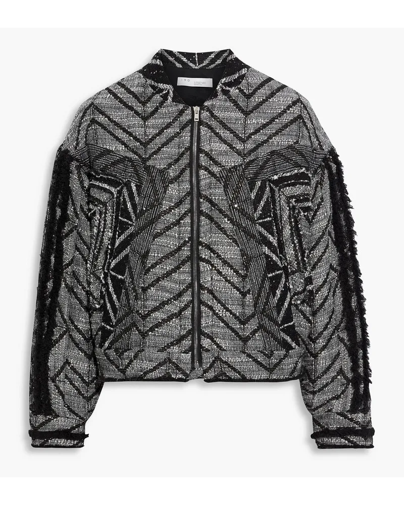 IRO Blinder sequin-embellished metallic bouclé-tweed bomber jacket - Black Black