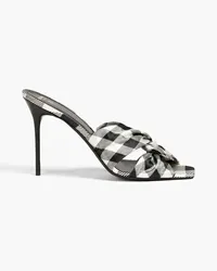 Balmain Twisted two-tone checked satin mules - Black Black