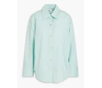 Belted cotton-blend poplin shirt - Green