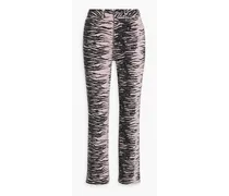 Tiger-print mid-rise bootcut jeans - Pink