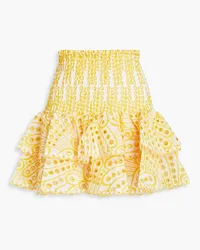 Charo Ruiz Noa ruffled broderie anglaise cotton-blend mini skirt - Yellow Yellow