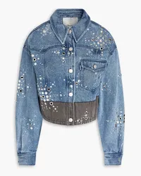 3.1 phillip lim Liberty embellished two-tone denim jacket - Blue Blue