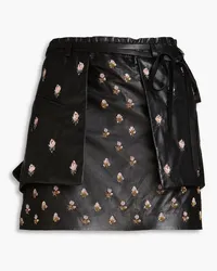 Valentino Garavani Bead-embellished leather mini skirt - Black Black