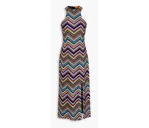 Metallic crochet-knit midi dress - Multicolor
