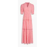 Olivier tiered broderie anglaise cotton maxi dress - Pink