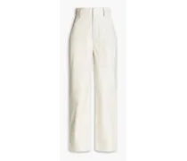 Cailys cropped leather straight-leg pants - White