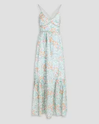 Claudie Pierlot Lace-up floral-print cotton maxi dress - Blue Blue