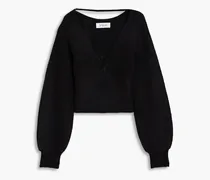 Marnie twist-front brushed ribbed-knit sweater - Black
