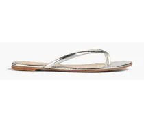Calypso mirrored-leather sandals - Metallic