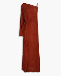 Savannah Morrow Cher one-shoulder plissé bamboo and silk-blend maxi dress - Red Red