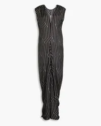 Rick Owens Striped cupro maxi dress - Black Black