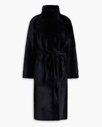 Yves Salomon Belted shearling coat - Blue Blue