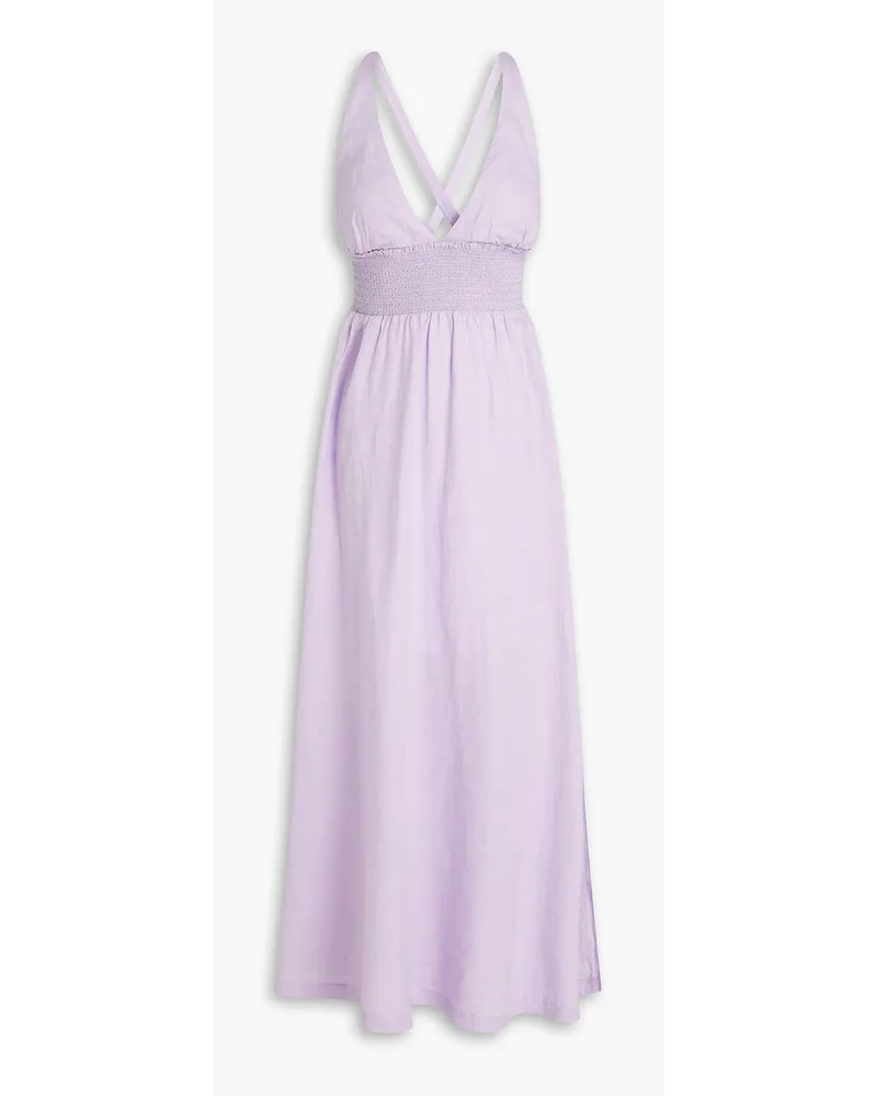 Heidi Klein Lake Garda smocked linen maxi dress - Purple Purple
