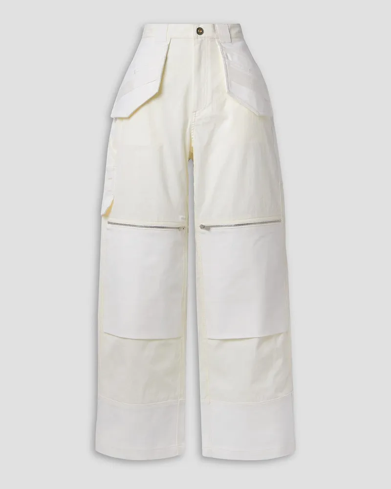 Dion Lee Paneled cotton-blend twill wide-leg pants - White White