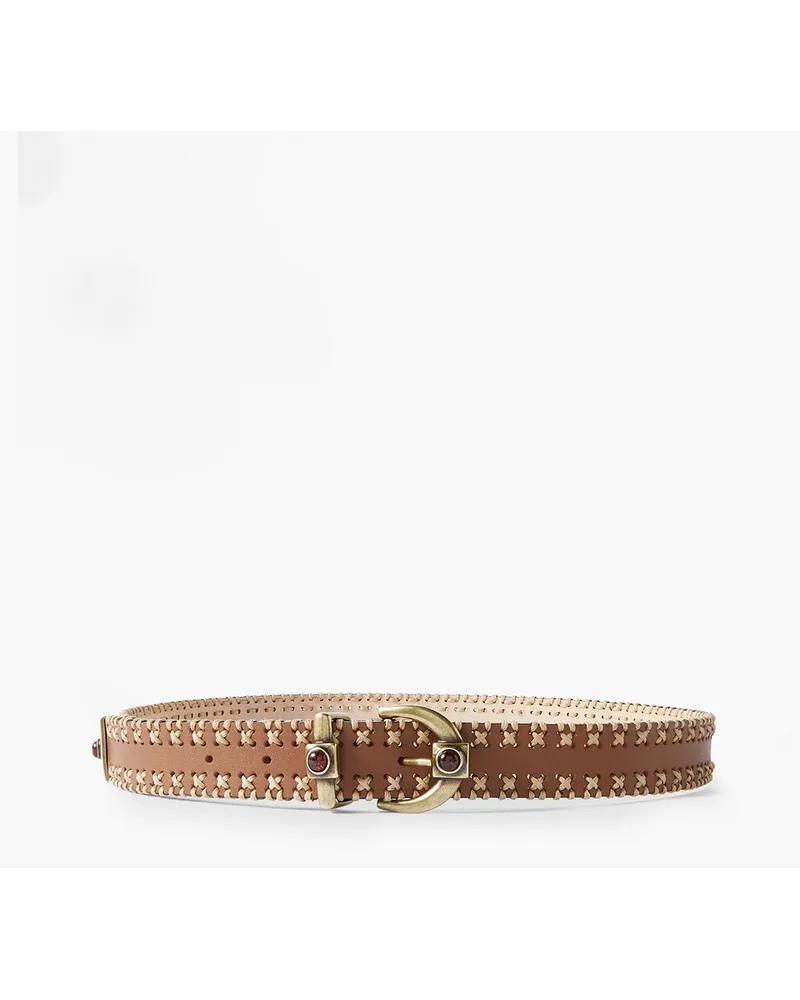 Etro Crown Me embellished embroidered leather belt - Brown Brown