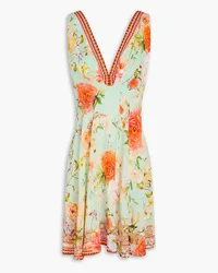 Camilla Crystal-embellished floral-print silk crepe de chine mini dress - Orange Orange