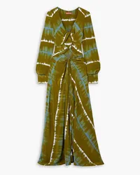 Altuzarra Helenos twist-front cutout tie-dyed silk crepe de chine maxi dress - Green Green