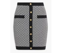 Embellished jacquard-knit cotton mini skirt - Black
