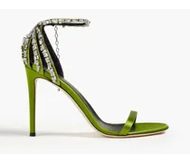 Adele Crystal embellished suede sandals - Green