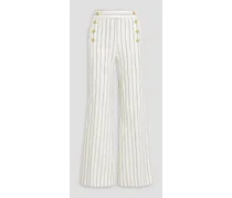 Massimo pinstriped linen and cotton-blend flared pants - White