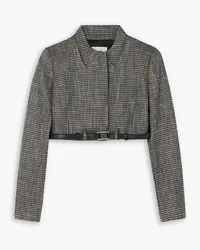 COPERNI Belted cropped checked metallic tweed jacket - Black Black